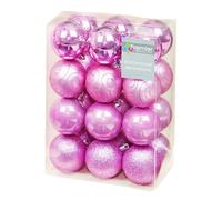 (One Size, Pink) Premier Assorted Designs Christmas Bauble (Pack of 24)