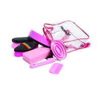 (One Size, Pink) Roma 7 Piece Backpack Grooming Kit