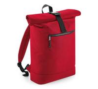 (One Size, Red) Bagbase Rolled Top Recycled Backpack