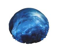 One Size Shower Cap for Women & Men â€“ Double-Layer Blue Galaxy Print Bath Hair Cap, Salon Shower Hat & Travel Essential