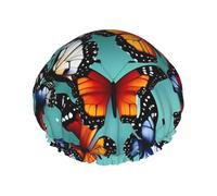 One Size Shower Cap for Women & Men â€“ Double-Layer Butterfly and cello Print Bath Hair Cap, Salon Shower Hat & Travel Essential