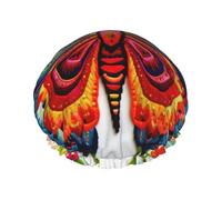 One Size Shower Cap for Women & Men â€“ Double-Layer Embroidery Colorful Butterfly Print Bath Hair Cap, Salon Shower Hat & Travel Essential
