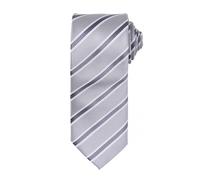 (One Size, Silver/Dark Grey) Premier Mens Waffle Stripe Formal Business Tie (Pack of 2)