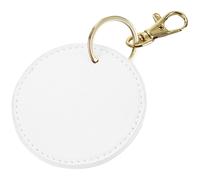 (One Size, Soft White) Bagbase Boutique Circular Leather-Look PU Keyclip