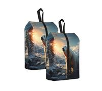 One Size Travel Shoe Storage Bag, Polar Bear in Winter Print Foldable Dust-Proof Shoe Packing Organizer, Gifts for Women and Men