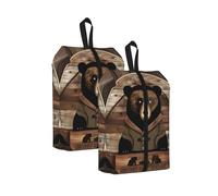 One Size Travel Shoe Storage Bag, Rustic Lodge Bear Print Foldable Dust-Proof Shoe Packing Organizer, Gifts for Women and Men