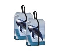One Size Travel Shoe Storage Bag, Whales at sea Print Foldable Dust-Proof Shoe Packing Organizer, Gifts for Women and Men