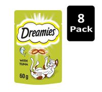 (One Size, Tuna) Dreamies Cat Treats (Pack Of 8 X 60g)