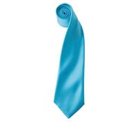 (One Size, Turquoise) Premier Mens Plain Satin Tie (Narrow Blade)