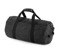 (One Size, Vintage Black) Bagbase Vintage Canvas Barrel Bag
