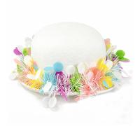 (One Size, White B) Easter Women Top Hat, Colorful Cute Bunny Ear Hat Sequins Tinsels Jazz Hats Wide Brim Hat