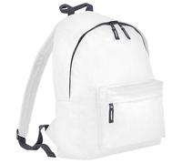 (One Size, White/Graphite) Bagbase Fashion Backpack / Rucksack (18 Litres) (Pack of 2)