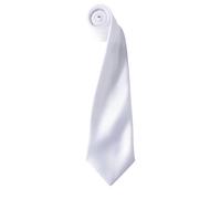 (One Size, White) Premier Mens Plain Satin Tie (Narrow Blade)