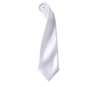 Premier Men's Plain Satin Tie (Narrow Blade) Pack of 2 in White Premier White One Size