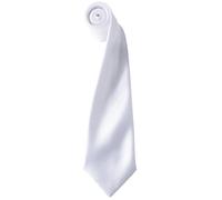Premier Colours Satin Tie in White Premier White One Size
