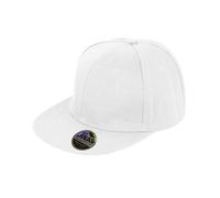 (One Size, White) Result Unisex Core Bronx Original Flat Peak Snapback Solid Colour Cap (Pack of 2)