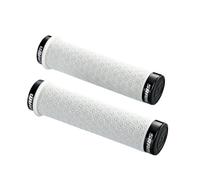 (One Size, White) SRAM DH Silicone Locking Grips With Double Clamps & End Plugs