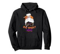 One Spooky Mama Skull Bandana Pumpkin Lantern Halloween Pullover Hoodie