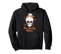 One Spooky Mama Skull Bandana Pumpkin Lantern Halloween Pullover Hoodie