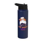 One Spooky Mama Skull Bandana Pumpkin Lantern Halloween Stainless Steel Insulated Water Bottle