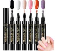 One Step 3-in-1 Gel Nail Polish Pen Set, Quick-Dry Soak-Off Nail Art Pens, 6 Colors Pack with Black, White, Nude, Light Pink, Red & Deep Red, No Base Coat Needed, DIY & Salon Manicure Kit