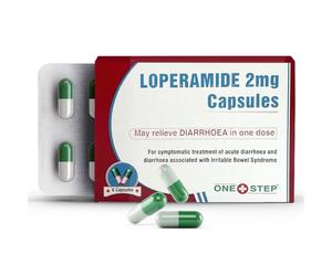 One Step Diarrhoea Relief 2mg Capsules Loperamide Hydrochloride Tablets (6 Tablets - 1 Pack)