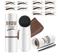 One Step Eyebrow Stamp and Shaping Kit - 10 Stencils - Long-lasting Waterproof Makeup Kit (Natural Brown)