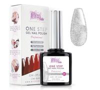 One Step Gel Nail Polish UV/LED 12 ml - Snow White Glitter - Gel Polish Sparkly - In Seconds with or without Base and Top Coat
