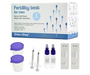 One Step Male Fertility Test Kit, 2-Test Pack - Home Sperm Check Test for Men - Quick Male Fertility Rapid Test - Detects SP-10 Protein & Estimates Sperm Concentration - in Vitro Infertility Aid