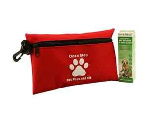 One Step Pet Travel First Aid Kit, Includes 29 Premium Items, Antiseptic Spray, Tick Remover, Syringe, Bandages, Wipes, Travel Sized First Aid for Dogs, Cats and All Other Pets