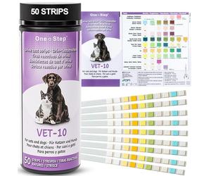 One Step Pet Urine Testing Strips, 50 x Urinalysis Parameter Tests for Dogs, Cats, Vets, Accurate Testing for Veterinarians, Detects UTI, Diabetes, Bladder, Kidney, Liver, SG, pH, Glucose