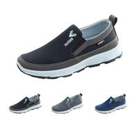 One-Step Slip-On Trainers,Mens Canvas Shoes,Memory Foam Sneaker with Soft Cushioned Sole Lightweight Slip-Resistance Walking Plimsoll Trainers Dynamic Feet Support Versatile Espadrilles Blue