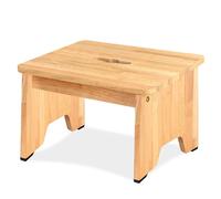 One Step Stool for Adults Seniors, 9" Heavy Duty Wooden Stepping Stools with 550 LBS Capacity for Bedroom Kitchen Bathroom, Bed Steps for High Beds, Bedside Support