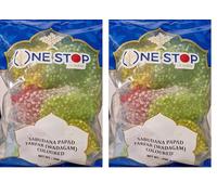 One Stop Dealer Sabudana Papad (200 Gram) - Crispy and Delicious - Accompaniment to Any Meal - Good for Fasting Or Upwaas (Pack of 2, Sabudana Papad Farfar (Coloured) Plain)