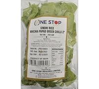 One Stop Dealer Sindhi Rice Khichia Papad (200 Gram) - Crispy and Delicious - Made with Indian Ingredients - Accompaniment to Any Meal (Pack of 1, Sindhi Rice Khichia Papad Green Chilli)