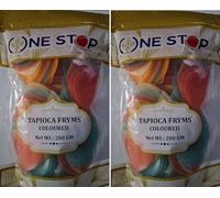 One Stop Dealer Tapioca Fryms (Colored) (200 Gram) - Crispy and Delicious - Ready To Fry For Fast Upwas Crispy Fryums Teatime Snack - Natural Ingredients - Good for Fasting Or Upwaas (Pack of 2)