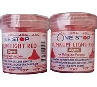 One Stop Dealers Kumkum Light Red Powder Each 40 gram for Rituals, Pujas, Religious Ceremonies, and Decorative Applications - Premium Quality Vermilion with Spiritual Significance (Pack of 2)