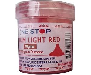 One Stop Dealers Kumkum Light Red Powder Each 40 gram for Rituals, Pujas, Religious Ceremonies, and Decorative Applications - Premium Quality Vermilion with Spiritual Significance (Pack of 1)