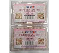 One Stop Dealers - Round Diva Vat 100pcs for Festive Decor - Handcrafted Indian Diyas for Diwali - Handcrafted Elegant Festive Touch - Enduring Radiance (Pack of 2)