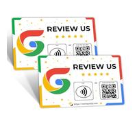 One Tap Only 2 Pack NFC Review Card with QR Code | Contactless Tap to Get Customer Feedback | Reusable Smart Business Review Cards for Shops, Cafes, Salons, Restaurants to Grow Ratings & Boost Sales