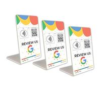 One Tap Only 3-Pack Google Tap Review Stands Tap for Instant Reviews - All Phones Compatible - Reusable NFC & QR - Boost Business Reviews - Powered (3 Stands)