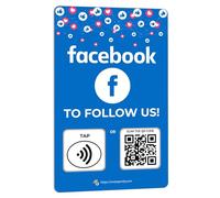 One Tap Only NFC Business Follow Cards - Compatible with Facebook - Reusable Smart Tap & QR - Works with All Phones - Contactless Customer Feedback Tool (1-Facebook)