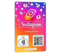 One Tap Only NFC Business Follow Cards - Compatible with Instagram - Reusable Smart Tap & QR - Works with All Phones - Contactless Customer Feedback Tool