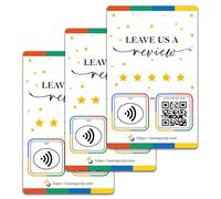 One Tap Only NFC Business Review Cards (3-Pack) - Compatible with Google Reviews - Reusable Smart Tap & QR - Works with All Phones - Contactless Customer Feedback Tool