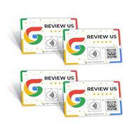 One Tap Only NFC Review Card with QR Code | Contactless Tap to Get Customer Feedback | Reusable Smart Business Review Cards for Shops, Cafes, Restaurants to Grow Ratings & Boost Sales (Pack of 4)