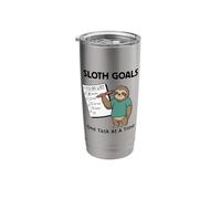 One Task At A Time Funny Sloth Goals Checklist Stainless Steel Insulated Tumbler