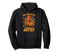 One Thankful Artist Thanksgiving Turkey Design Pullover Hoodie