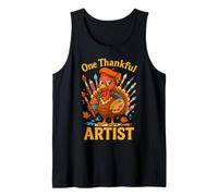 One Thankful Artist Thanksgiving Turkey Design Tank Top