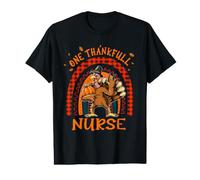 One Thankful Nurse Thanksgiving Rainbow Turkey Autumn Fall Value Graphic T-Shirt