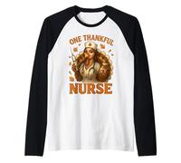 One Thankful Nurse Thanksgiving Turkey Design Raglan Baseball Tee